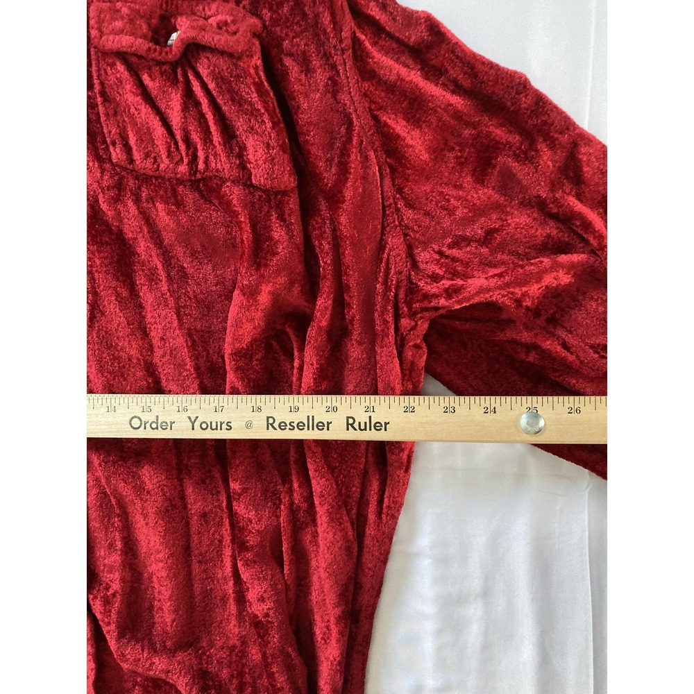 Denim 24/7 Shirt Women 24W Ruby Red Velvet Button Tunic Top Plus Long Sleeve - Picture 10 of 13